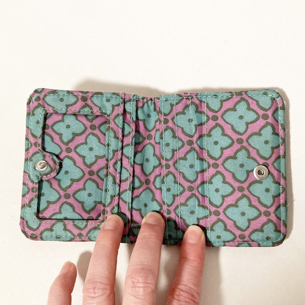 Vera Bradley Essential Slim Wallet Green Small Minimal Quilted - Picture 8 of 10